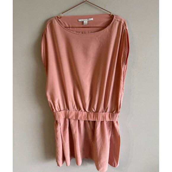 Diane Von Furstenberg Womens Boatneck Pleated Knee-Length Silk Dress Pink Sz 6 - Picture 3 of 13